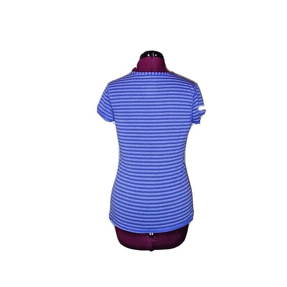 Danskin Now Dri More Top Purple Women Size Medium  V Neck Semi Fitted Striped - Picture 2 of 5
